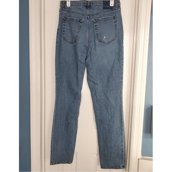 Abercrombie & Fitch 90's Slim Straight Ultra High Rise Distressed Med Wash 12L - Picture 5 of 8
